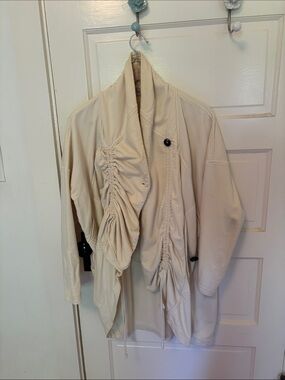 Prairie Underground Cream Draped Ruched Trench Coat